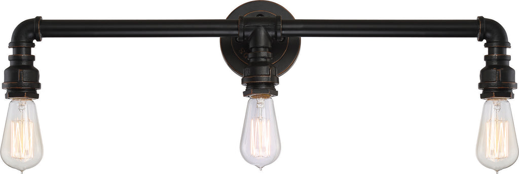 Iron 3-Light Wall Mounted Vanity & Wall Light Fixture in Industrial Bronze