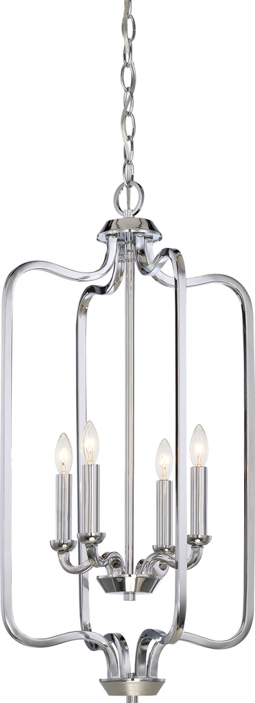 Nuvo Willow 14" 4-Light Caged Pendant in Polished Nickel Finish