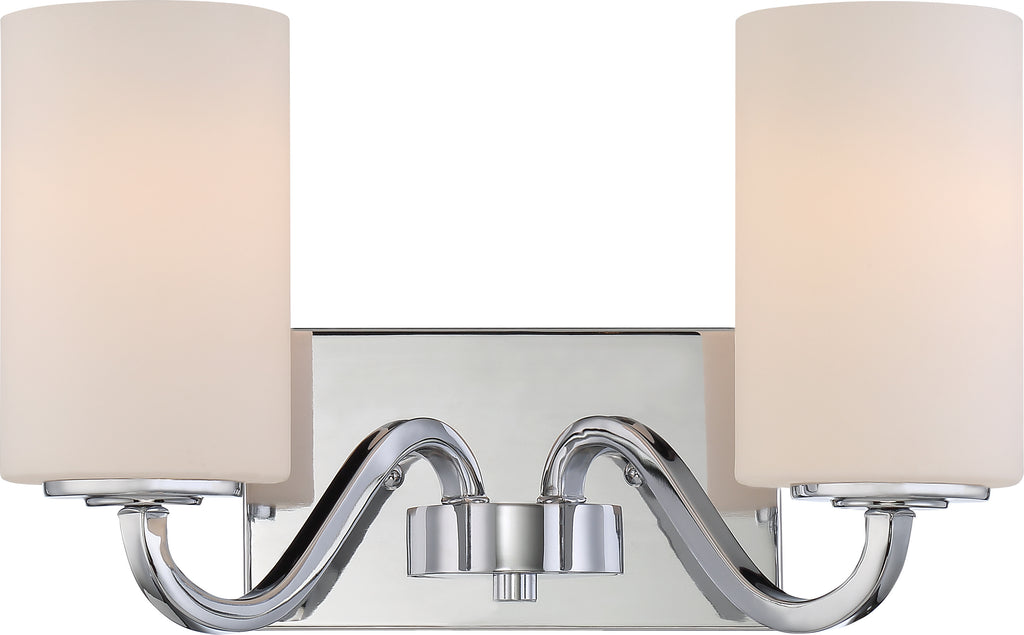 Willow 2-Light Wall Mounted Vanity & Wall Light Fixture in Polished Nickel Finish