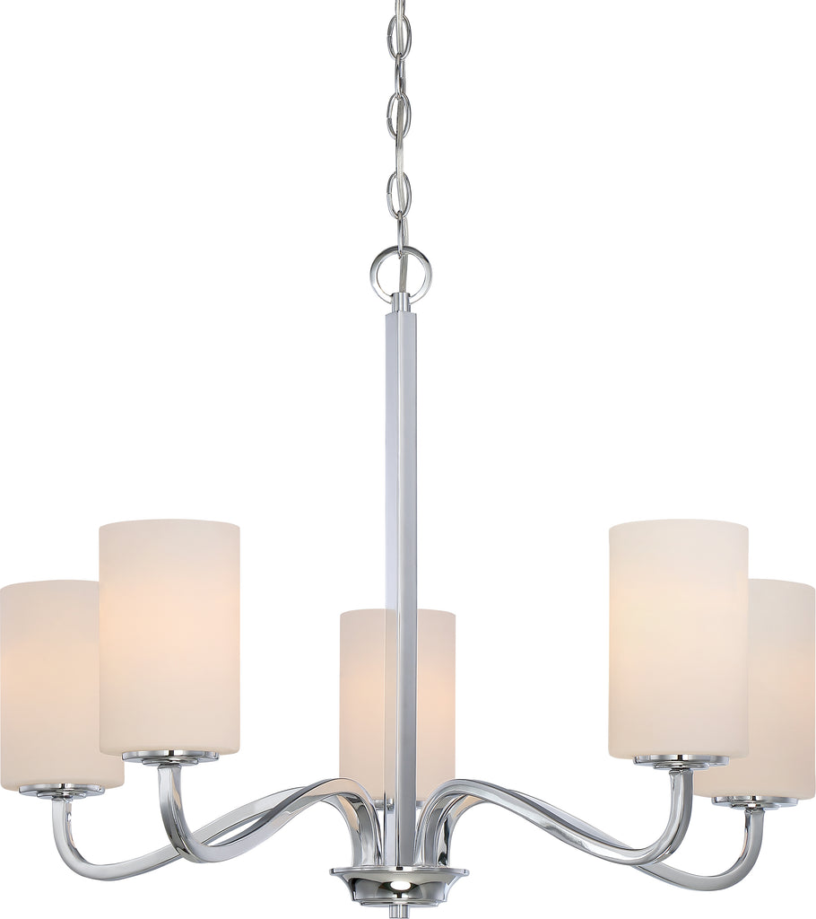 Willow 5-Light Hanging Mounted Chandelier Light Fixture in Polished Nickel Finish