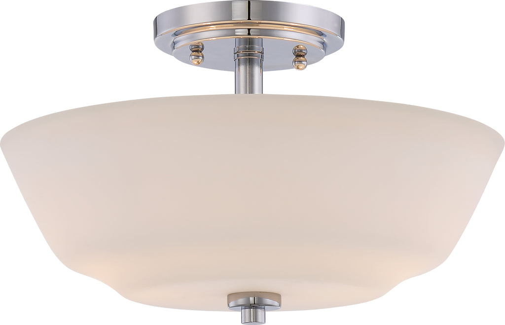 Willow 2-Light Semi Flush Mounted Light Fixture in Polished Nickel Finish
