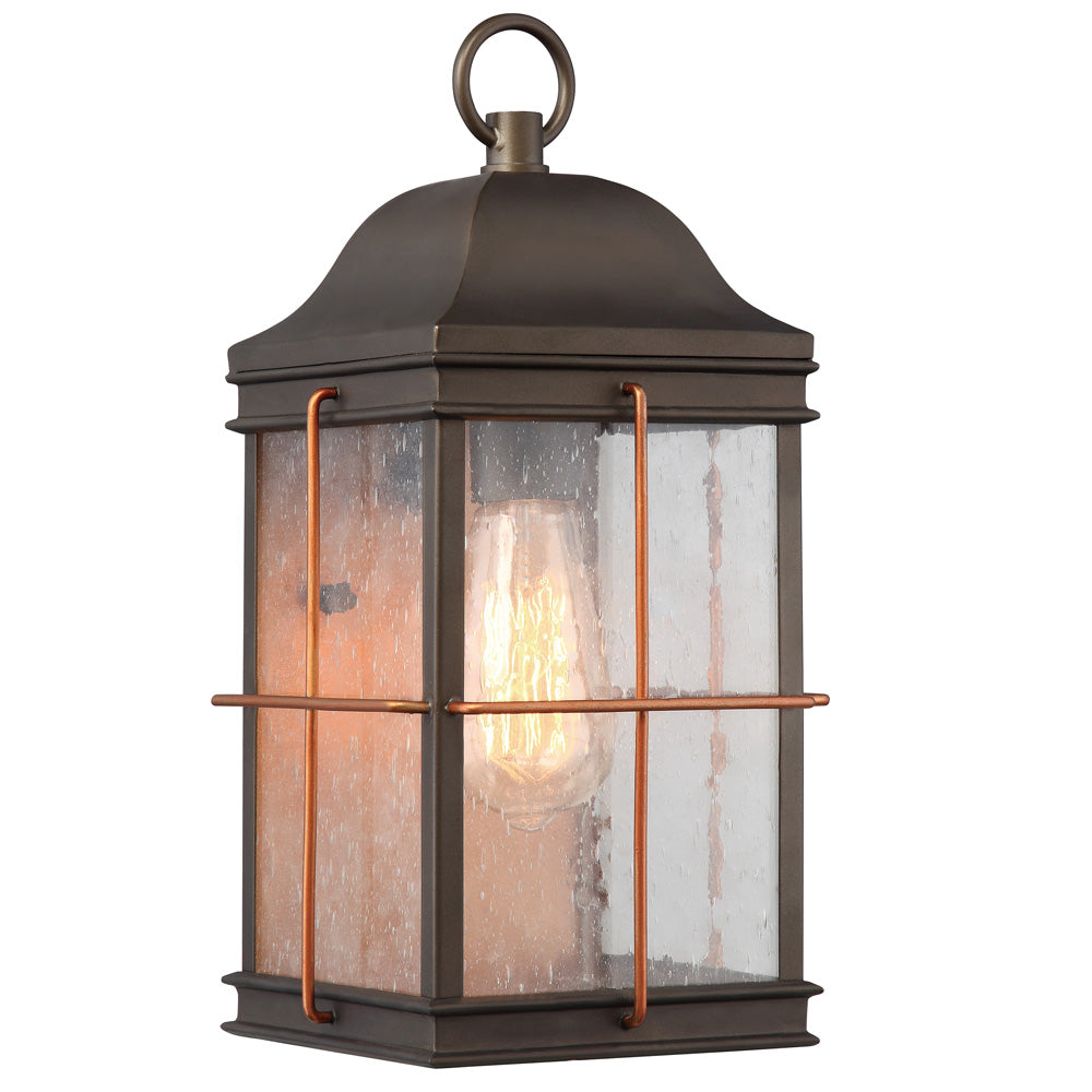 Nuvo Howell 1-Light Medium Wall Lantern w/ Copper accents in Bronze Finish