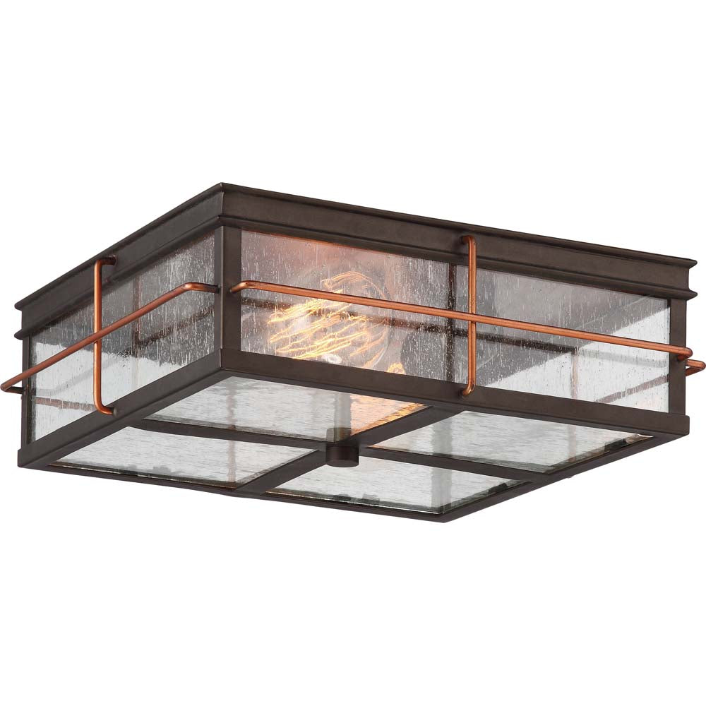 Howell 2-Light Outdoor Flush Light Fixture in Bronze with Copper Accents Finish