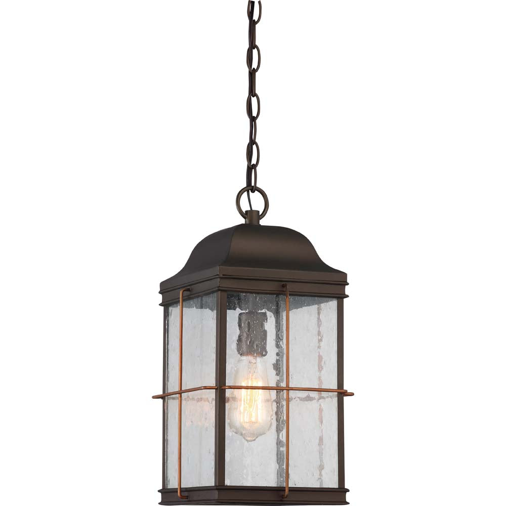 Howell 1-Light Hanging Lantern Fixture in Bronze with Copper Accents Finish