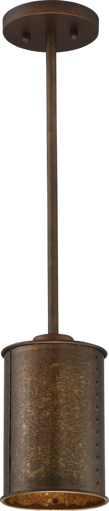 Kettle 1-Light Mini-Pendant Mounted Pendant Light Fixture in Weathered Brass