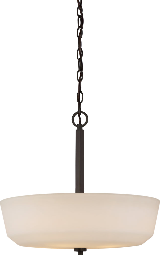 Nuvo Willow 14" 4-Light Pendant w/ White Glass in Aged Bronze Finish