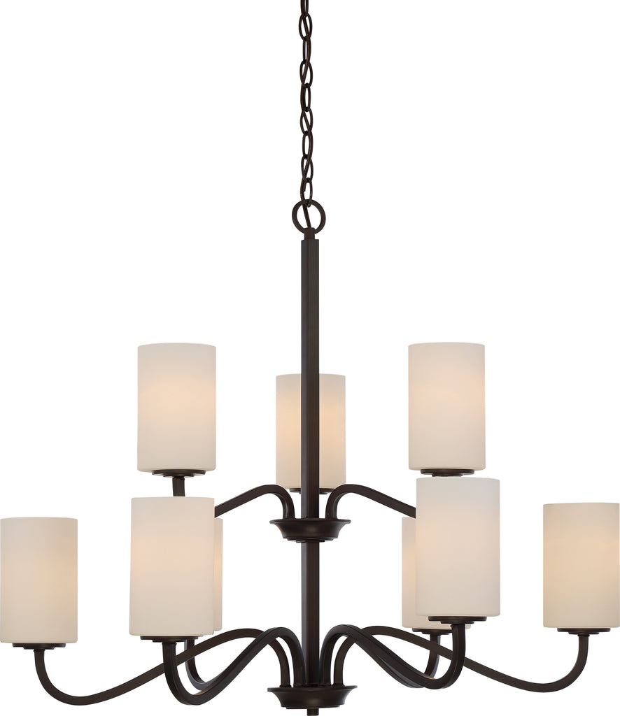 Willow 9-Light Hanging Mounted Chandelier Light Fixture in Forest Bronze Finish