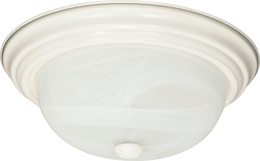 2-Light Flush Mounted Close-to-Ceiling Light Fixture in Textured White Finish