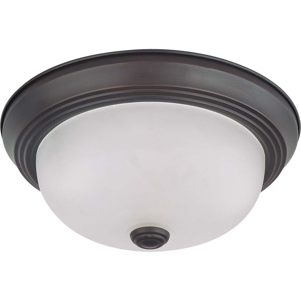Nuvo 2-Light 11" Flush Mount Fixture w/ Frosted White Glass in Mahogany Bronze