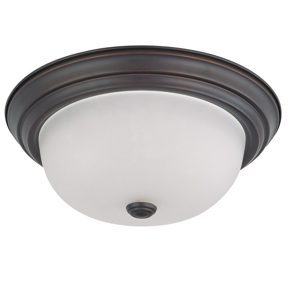 Nuvo 2-Light 13" Flush Mount Fixture w/ Frosted White Glass in Mahogany Bronze