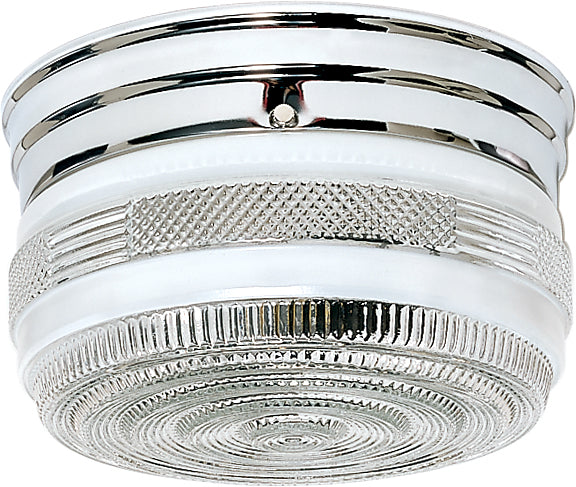 2-Light Flush Mounted Close-to-Ceiling Light Fixture in Polished Chrome Finish