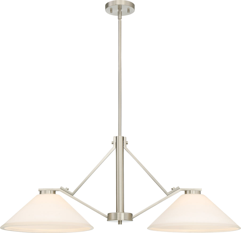 Nome 2-Light Island Pendant Light Fixture in Brushed Nickel Finish