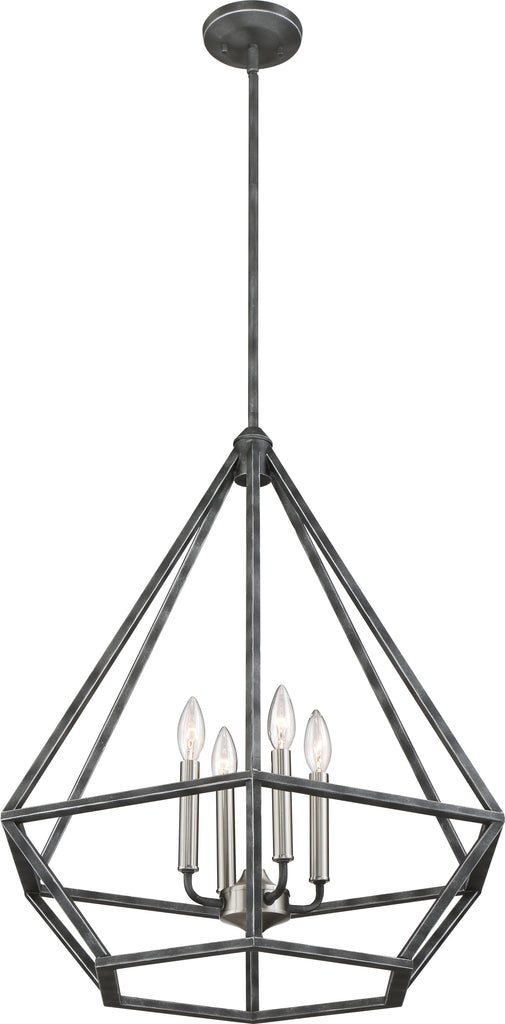 Orin 4-Light Pendant Fixture in Iron Black with Brushed Nickel Accents Finish