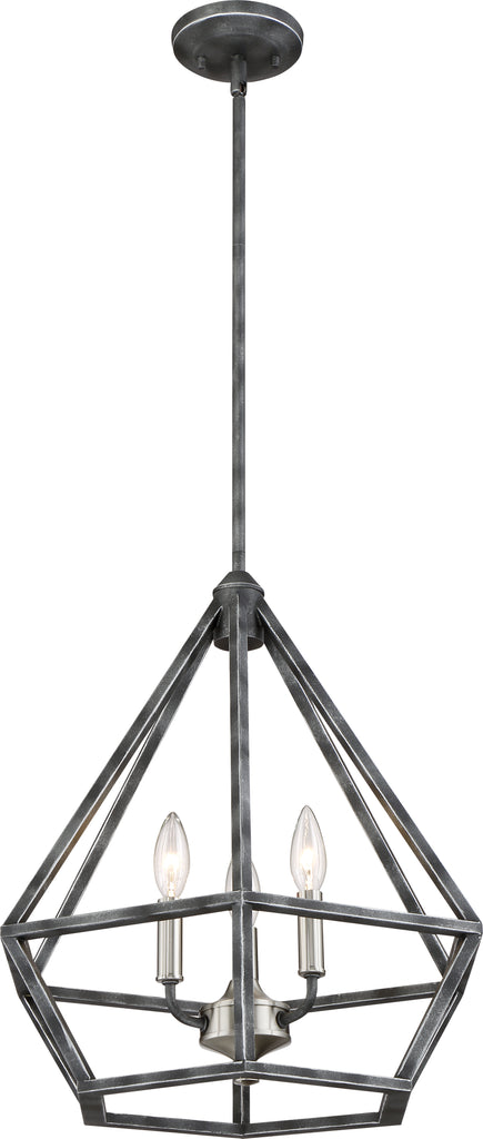 Orin 3-Light Pendant Fixture in Iron Black with Brushed Nickel Accents Finish