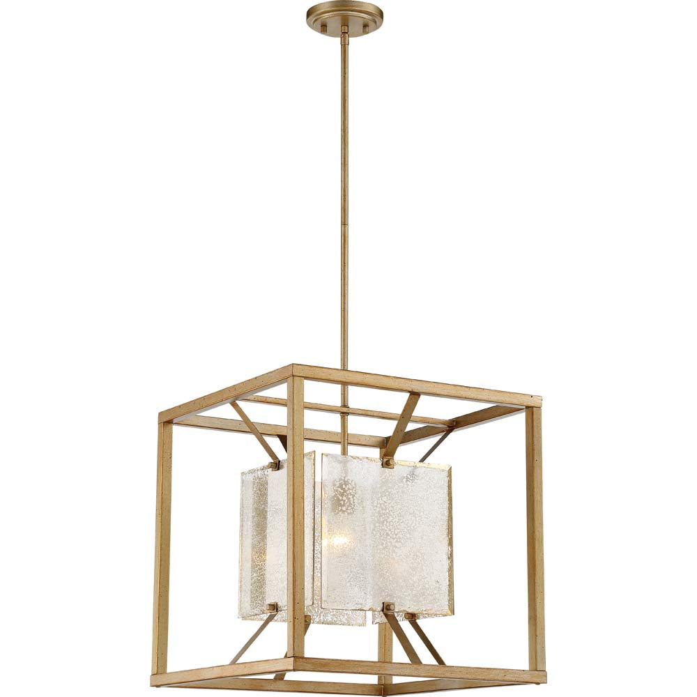 Nuvo Stanza 1-Light Large Pendant w/Antique Mirror Glass in Antique Gold Finish