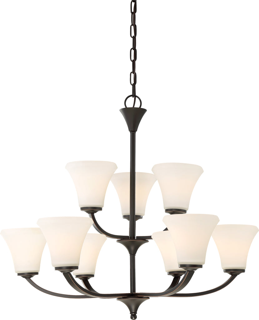 Fawn 9-Light Hanging Mounted Chandelier Light Fixture in Mahogany Bronze Finish