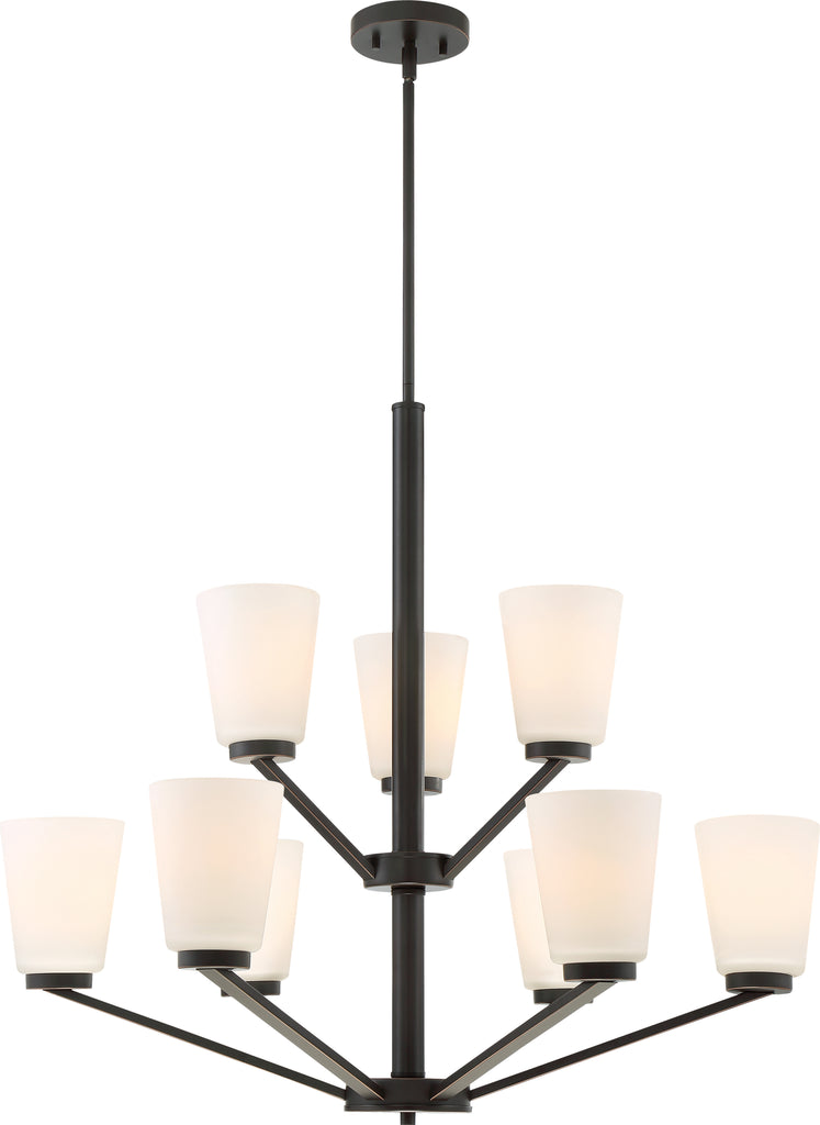 Nome 9-Light Hanging Mounted Chandelier Light Fixture in Mahogany Bronze Finish