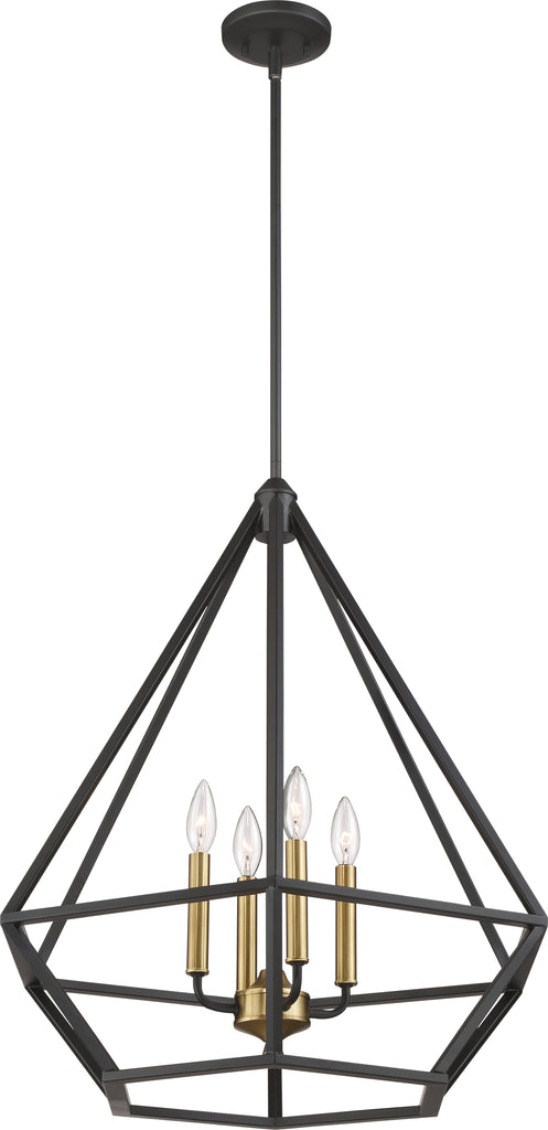 Orin 4-Light Pendant Light Fixture in Aged Bronze With Brass Accents Finish