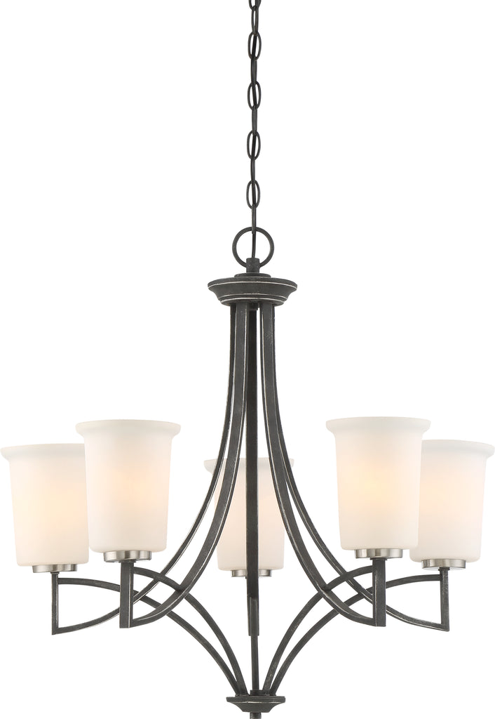 Chester 5-Light Hanging Mounted Chandelier Light Fixture in Iron Black Finish