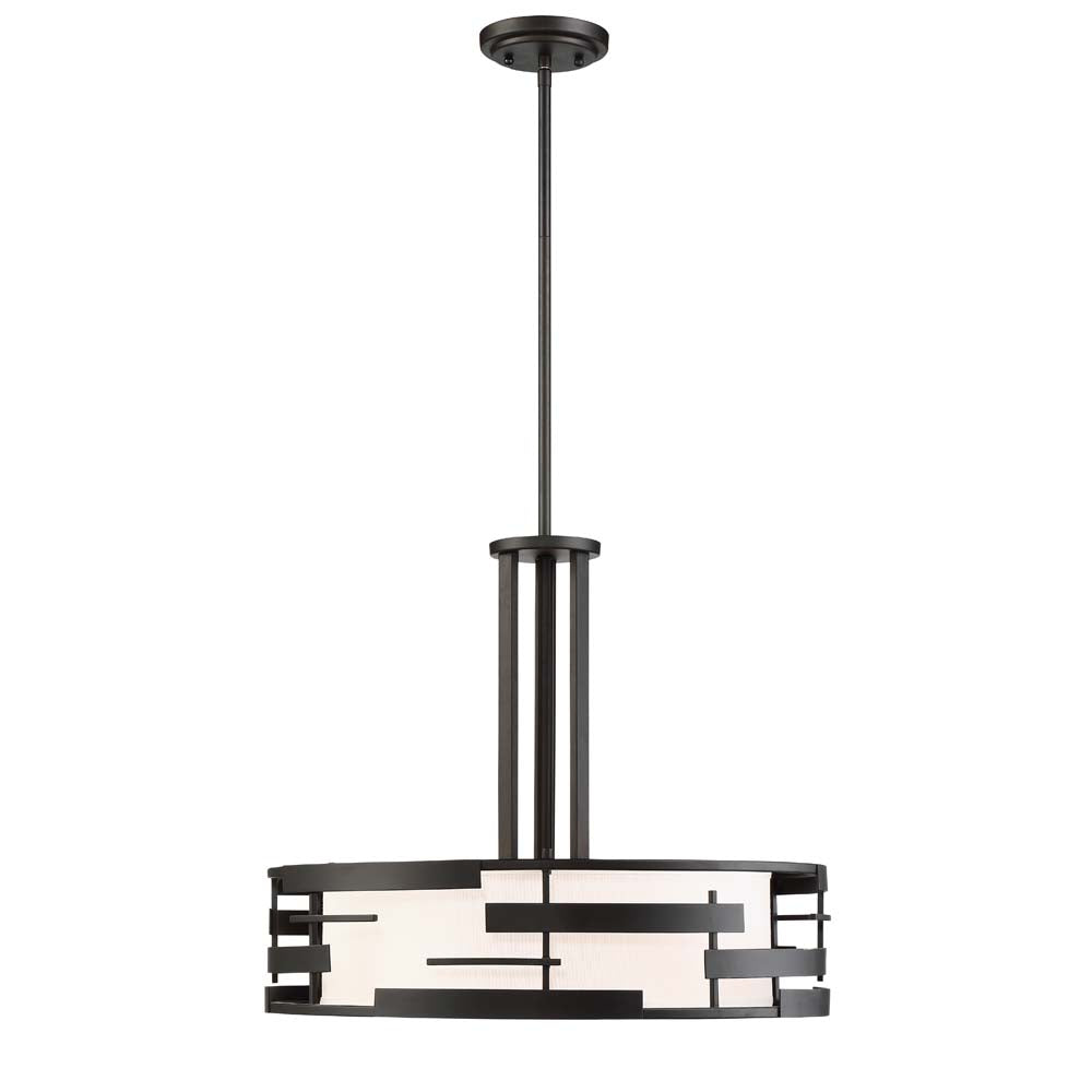 Lansing 3-Light Pendants Mounted Pendant Light Fixture in Textured Black Finish