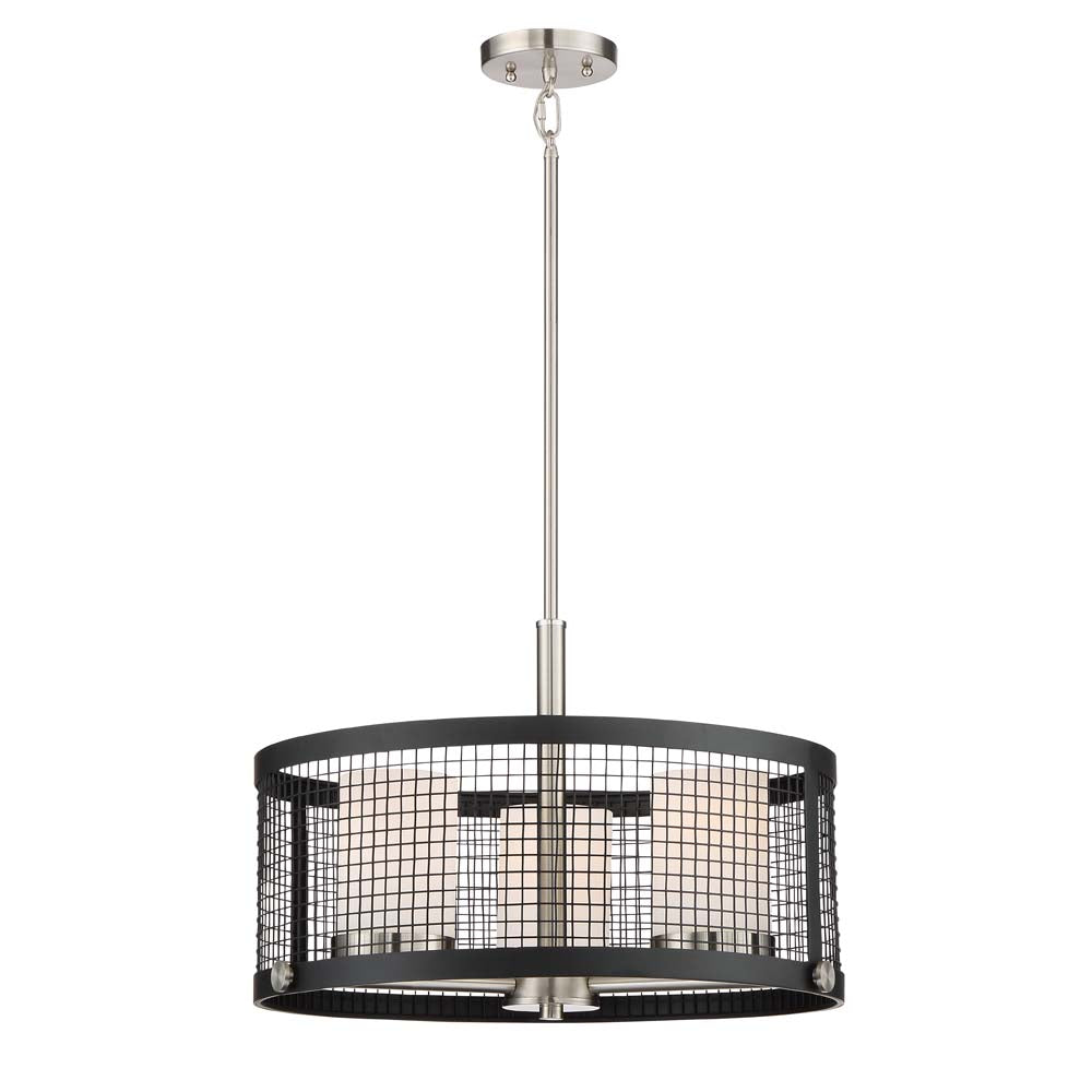 Pratt 3-Light Pendant Light Fixture in Black with Brushed Nickel Accents Finish