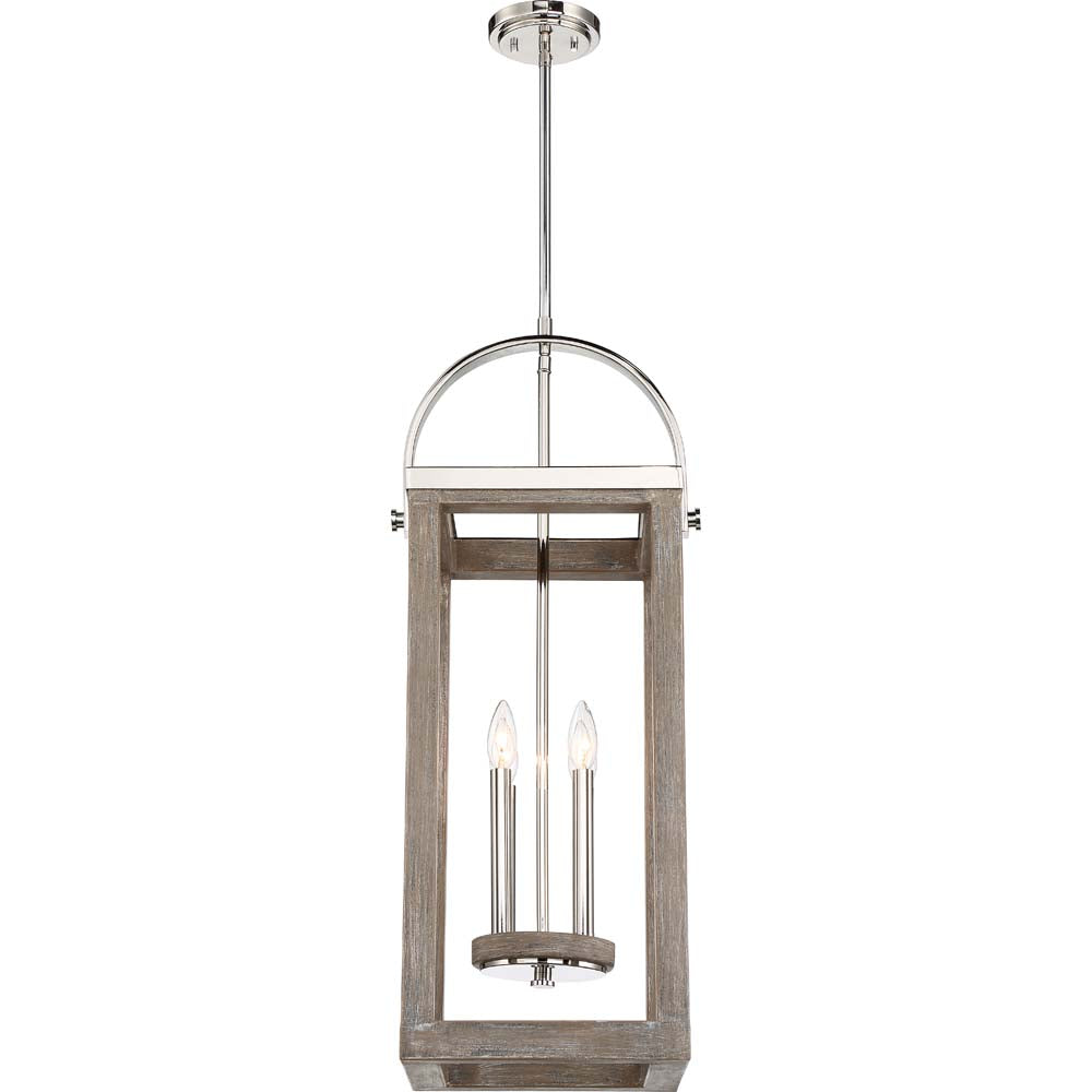 Nuvo Bliss 4-Light Pendant w/ Polished Nickel Accents in Driftwood Finish w/