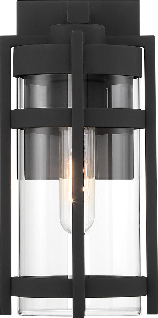 Nuvo Tofino 1-Light Small Wall Lantern w/ Clear Seeded Glass in Textured Black