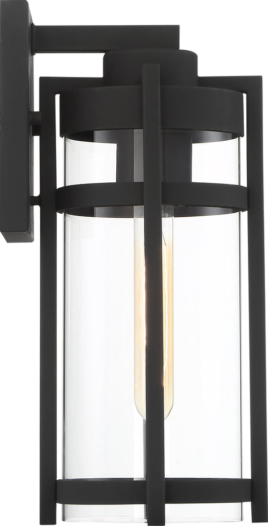 Nuvo Tofino 1-Light Medium Wall Lantern w/ Clear Seeded Glass in Textured Black