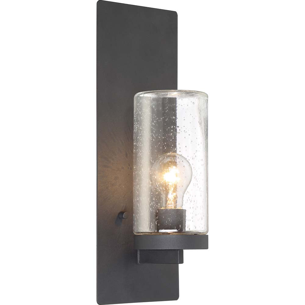 Nuvo Indie 1-Light Large Wall Sconce w/ Clear Seeded Glass in Textured Black