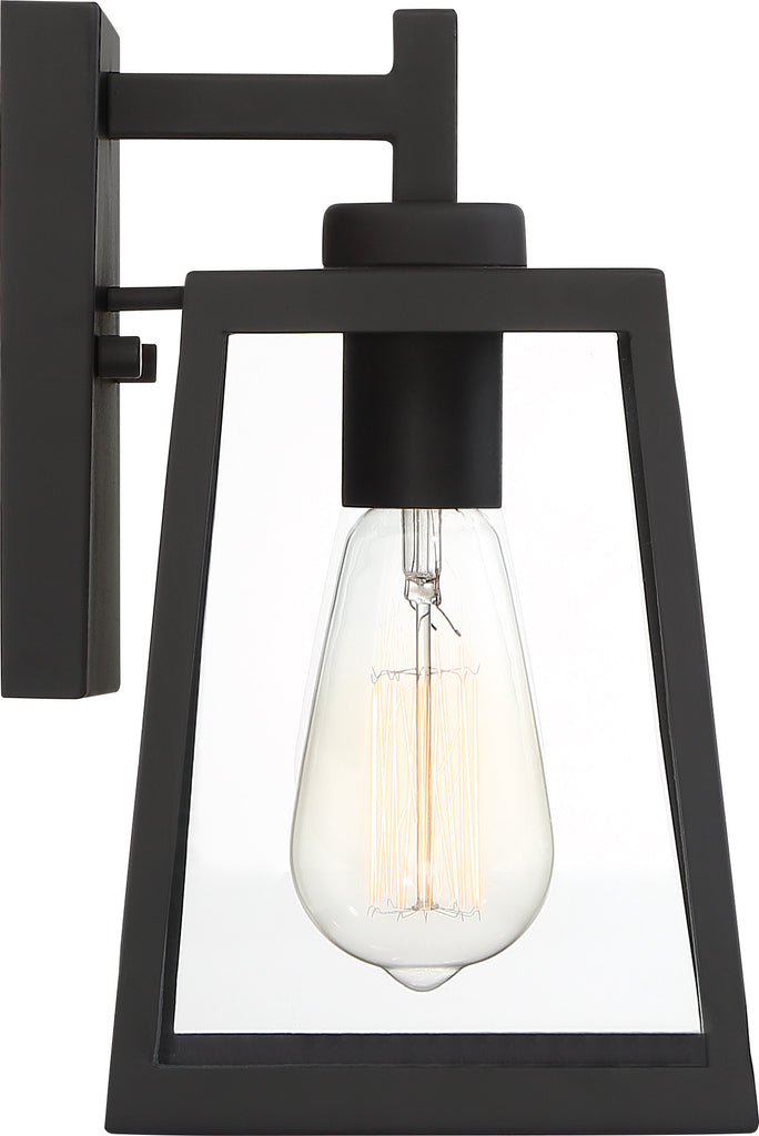 Nuvo 60w A19 Halifax Outdoor Wall Light 120v Matte Black & Clear Glass Shade