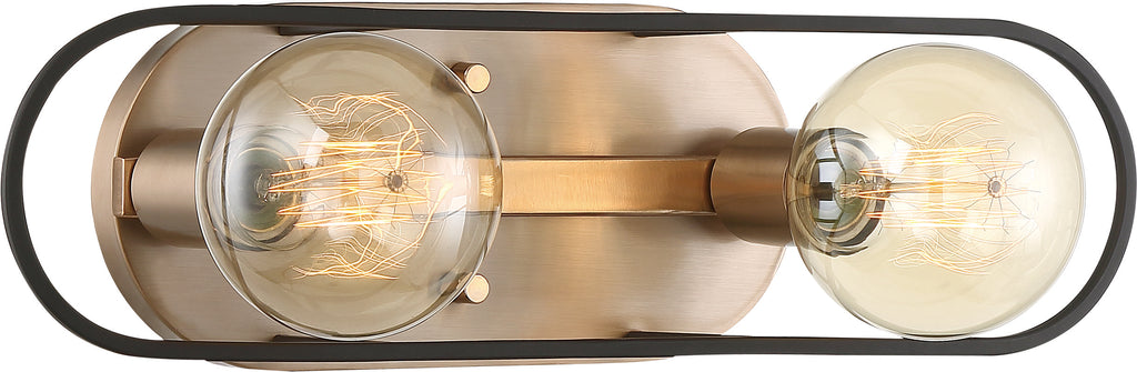 Nuvo 60w G25 Chassis Wall 2-Light 120v Copper Brushed Brass Matte Black finish