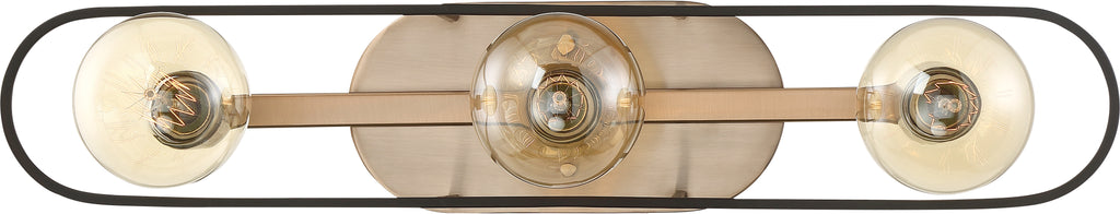 Nuvo 60w G25 Chassis Wall 3-Light 120v Copper Brushed Brass Matte Black finish