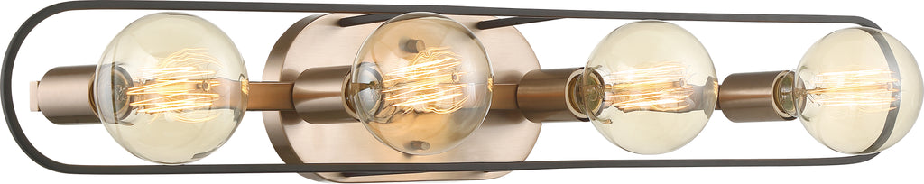 Nuvo 60w G25 Chassis Wall 4-Light 120v Copper Brushed Brass Matte Black finish