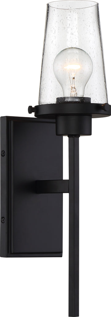 Nuvo 100W A19 Rector Wall 1-Light 120v Aged Bronze & Clear Seeded Shade