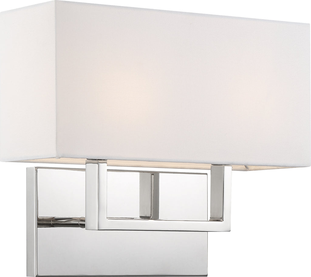 Nuvo 60w Type B Tribeca Wall 2-Light 120v Polished Nickel & White Shade