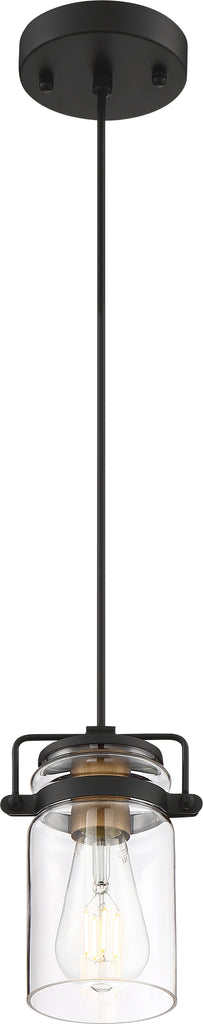 Nuvo 60w A19 Antebellum Mini Pendants 120v Black & Clear Shade
