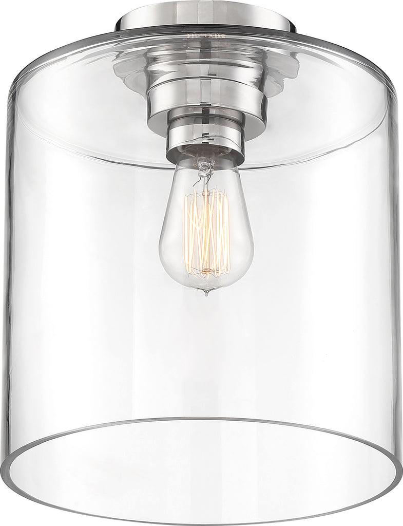 Nuvo 60w A19 Close-To-Ceiling Flush 120v Polished Nickel & Clear Shade