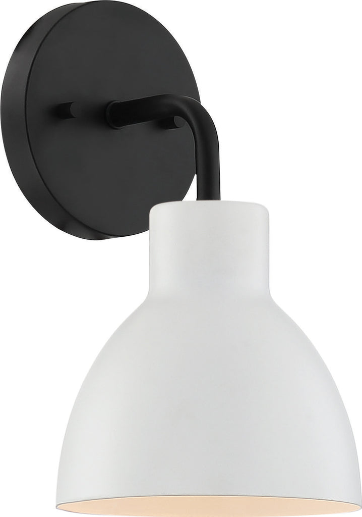 Nuvo 100W A19 Sloan Wall 1-Light 120v Matte Black & White Shade