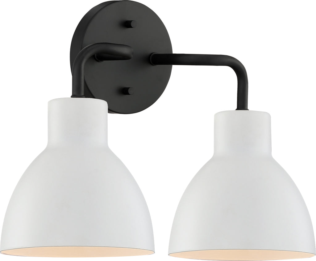 Nuvo 100W A19 Sloan Wall 2-Light 120v Matte Black & White Shade
