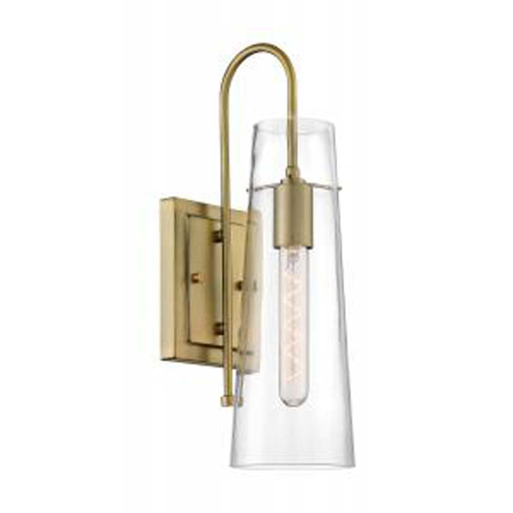 Nuvo Alondra 1-Light Wall Sconce w/ Clear Glass in Vintage Brass Finish