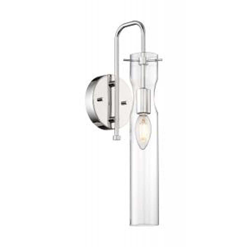 Nuvo Spyglass 1-Light Wall Sconce w/ Clear Glass in Polished Nickel Finish