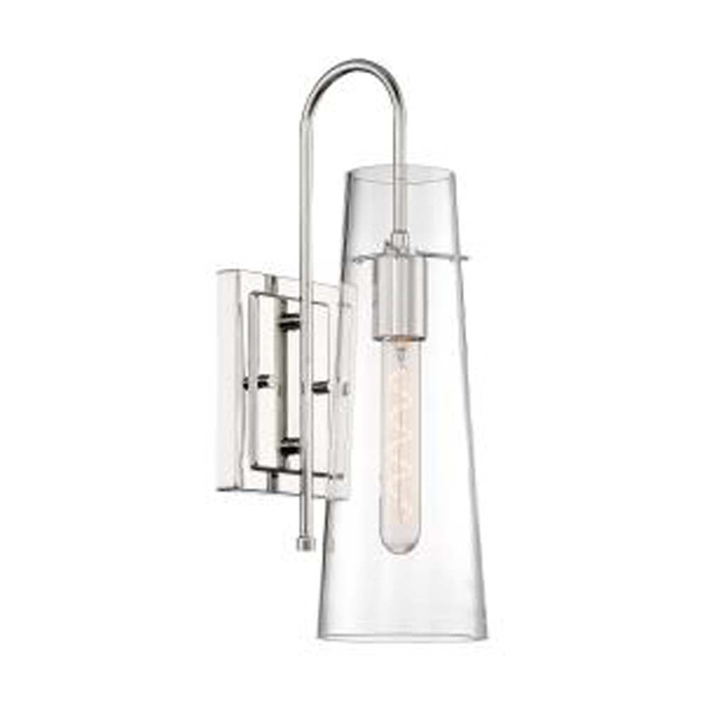 Nuvo Alondra 1-Light Sconce w/ Clear Glass in Polished Nickel Finish