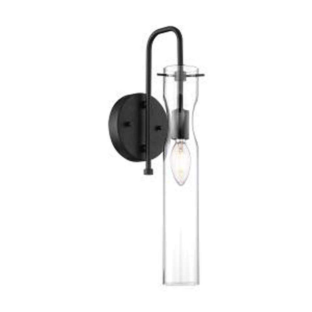Nuvo Spyglass 1-Light Sconce w/ Clear Glass in Black Finish