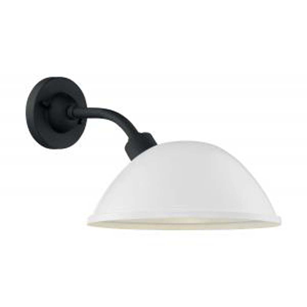 Nuvo South Street 1-Light 12" Wall Sconce w/ Gloss White & Textured Black Finish