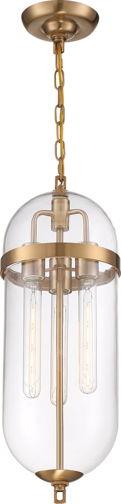 Nuvo 60w T9 Fathom Pendants 3-Light 120v Vintage Brass finish