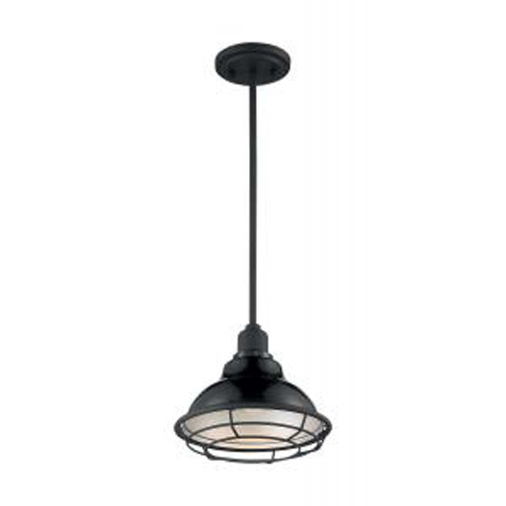 Nuvo Newbridge 1-Light small Pendant w/ Black & Silver & Black Accents Finish