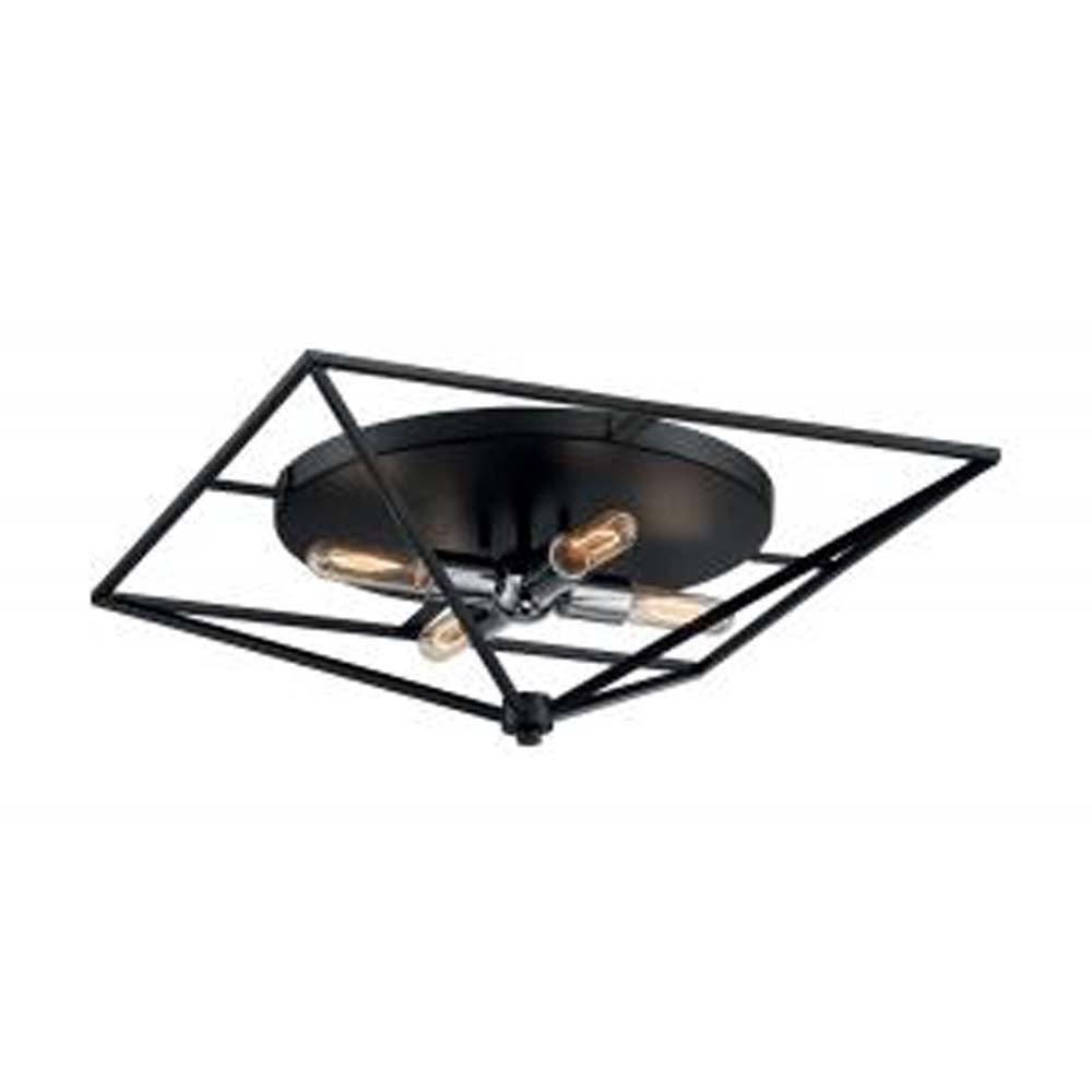 Nuvo Legend 4-Light Large Flush Mount w/ Black & Polished Nickel Finish