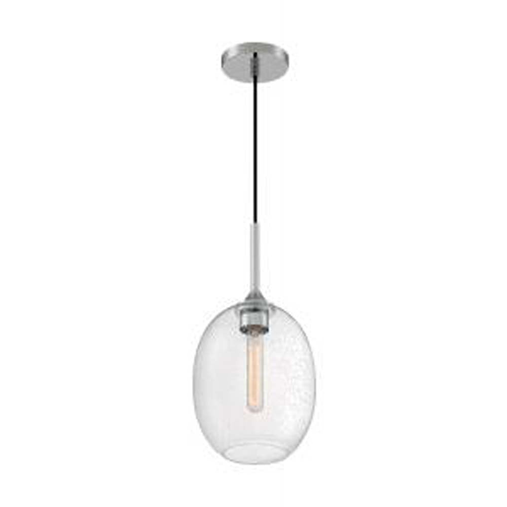 Nuvo Aria 1-Light Small Pendant w/ Seeded Glass in Polished Nickel Finish
