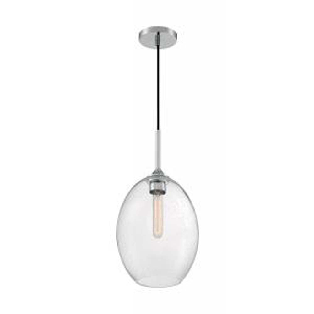 Nuvo Aria 1-Light Medium Pendant w/ Seeded Glass in Polished Nickel Finish