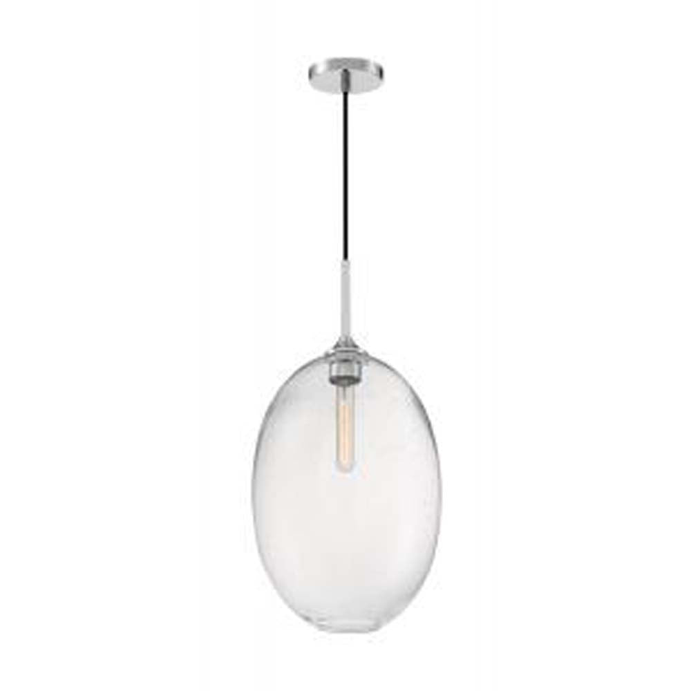 Nuvo Aria 1-Light Large Pendant w/ Seeded Glass in Polished Nickel Finish